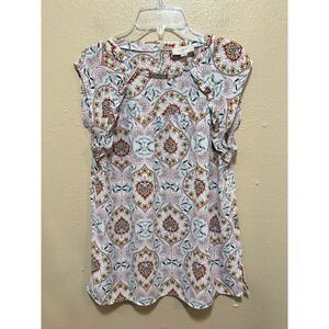 LOFT Outlet Floral Print Ruffle Sleeve Top Blouse Womens Size XS‎